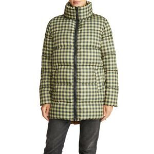 Rebecca Minkoff NWT Gingham Check Puffer Jacket Size S Khaki Stand Collar